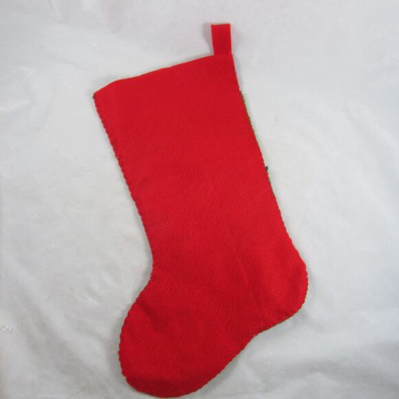 Felt Applique Christmas Stocking Santa Sequins Beads Finished Complete Handsewn - Picture 8 of 9